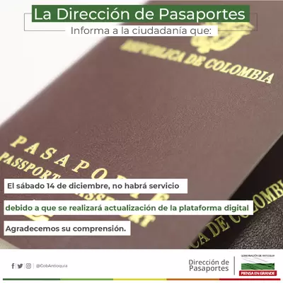 Este sábado 14 de diciembre no habrá servicio en la oficina de pasaportes